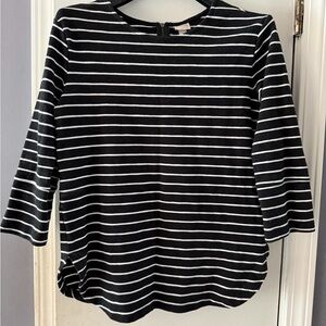 Merona Black and White Striped Long Sleeve Top